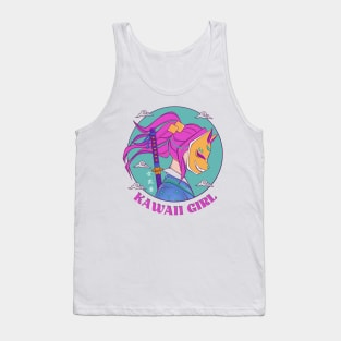 Kawaii Japanese Anime Girl With Kitsune Mask Tank Top